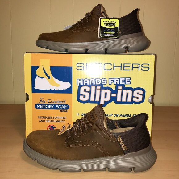 Men's Skechers Slip-ins: Garza-Gervin Shoes-Size 9 (205046)-Charcoal/Dark Brown - Picture 1 of 9